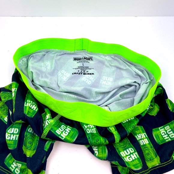 CRAZY BOXER BUD LIGHT GREEN & BLACK COLOR LARGE SIZE 92% POLYESTER 8% ELASTHANNE - Picture 5 of 10